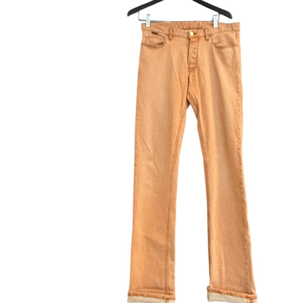 Viktor & Rolf size 48 (12-14) Women's Boot Cut Jeans in orange/crème EUC